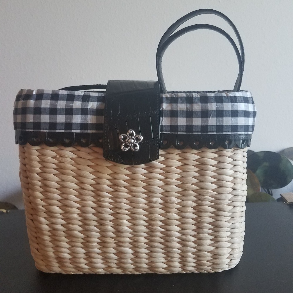 Vintage Brighton Straw Bucket Handbag